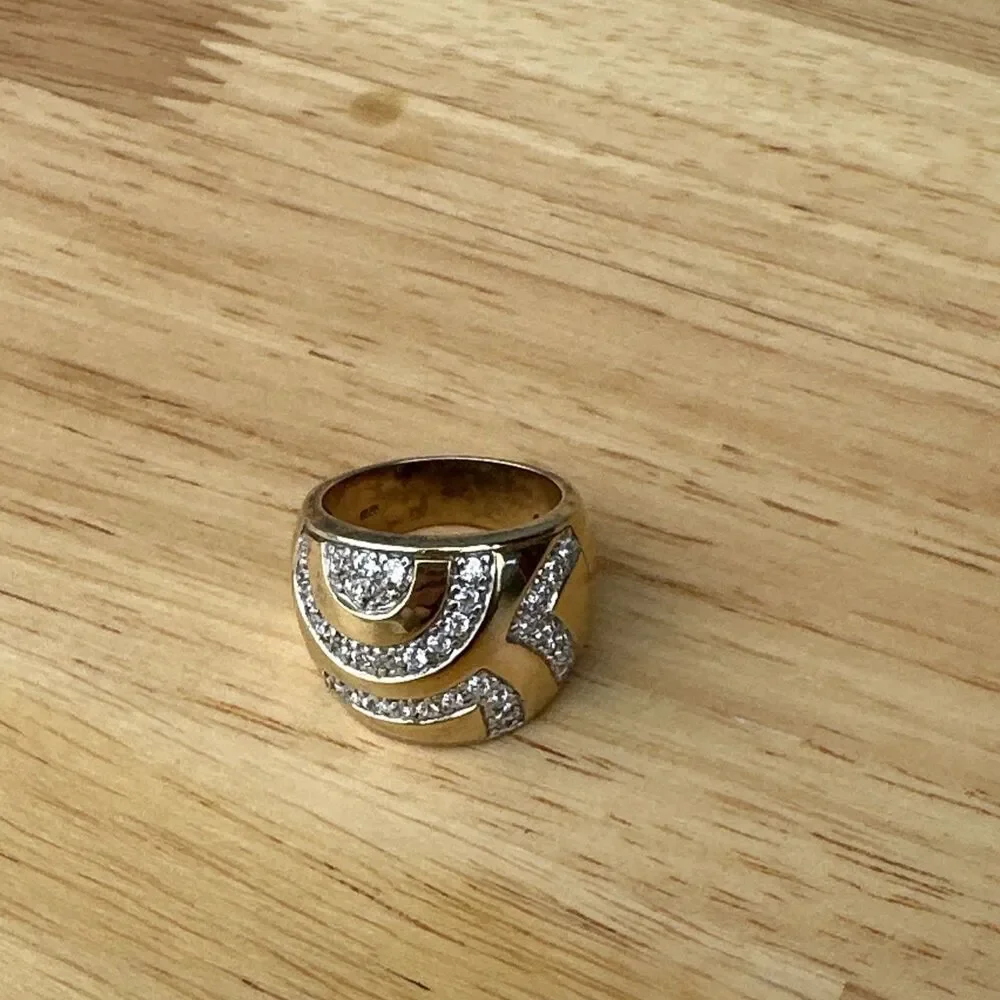 SETA 925 Gold Plated Silver Ring w/ Diamond Accents – Size 8 – 11.9g Unisex